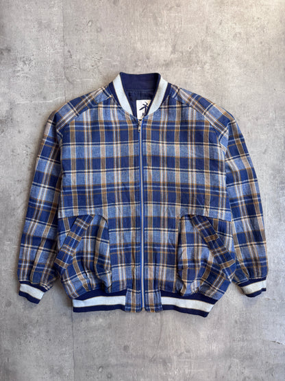 Issey Miyake Hai Sporting Gear Blue Tartan Bomber Jacket