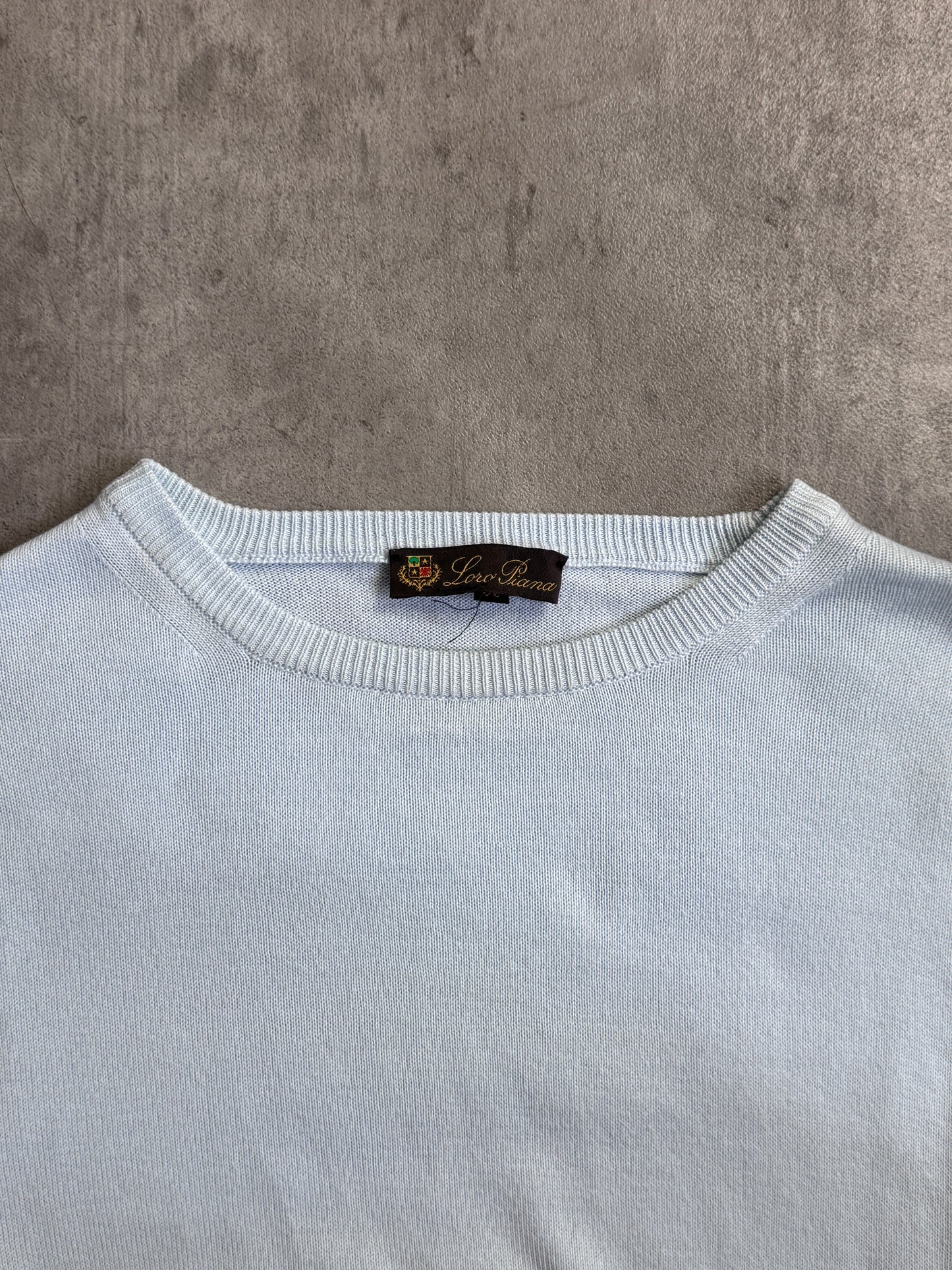 Loro Piana Powder Blue Cotton Knit Crewneck