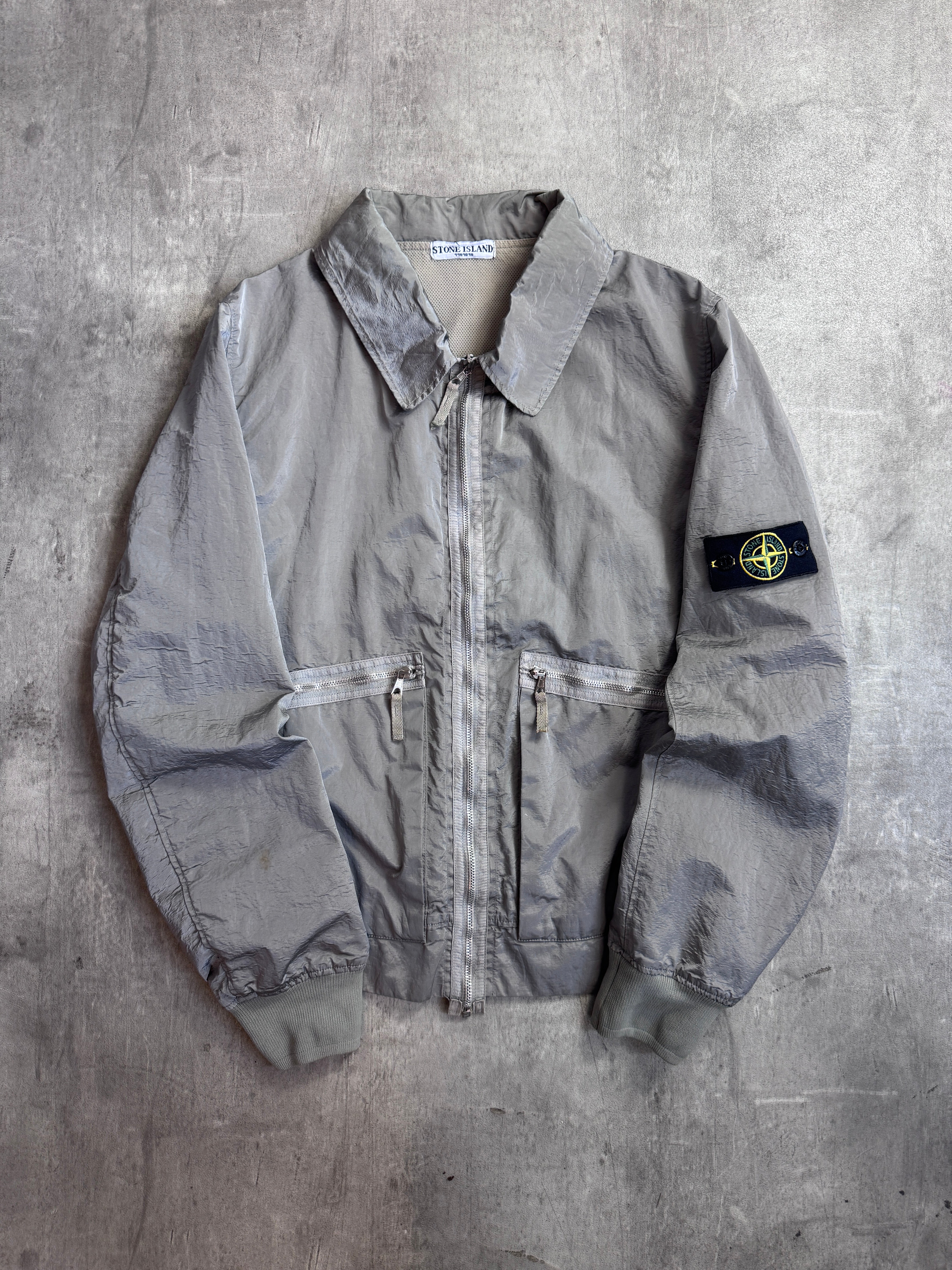 S/S 2008 Stone Island Grey Nylon Metal Archivo Bomber Style Jacket