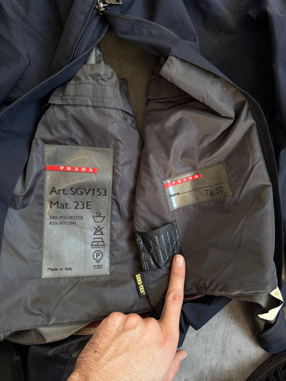 Prada Navy Hooded Zip Up Jacket