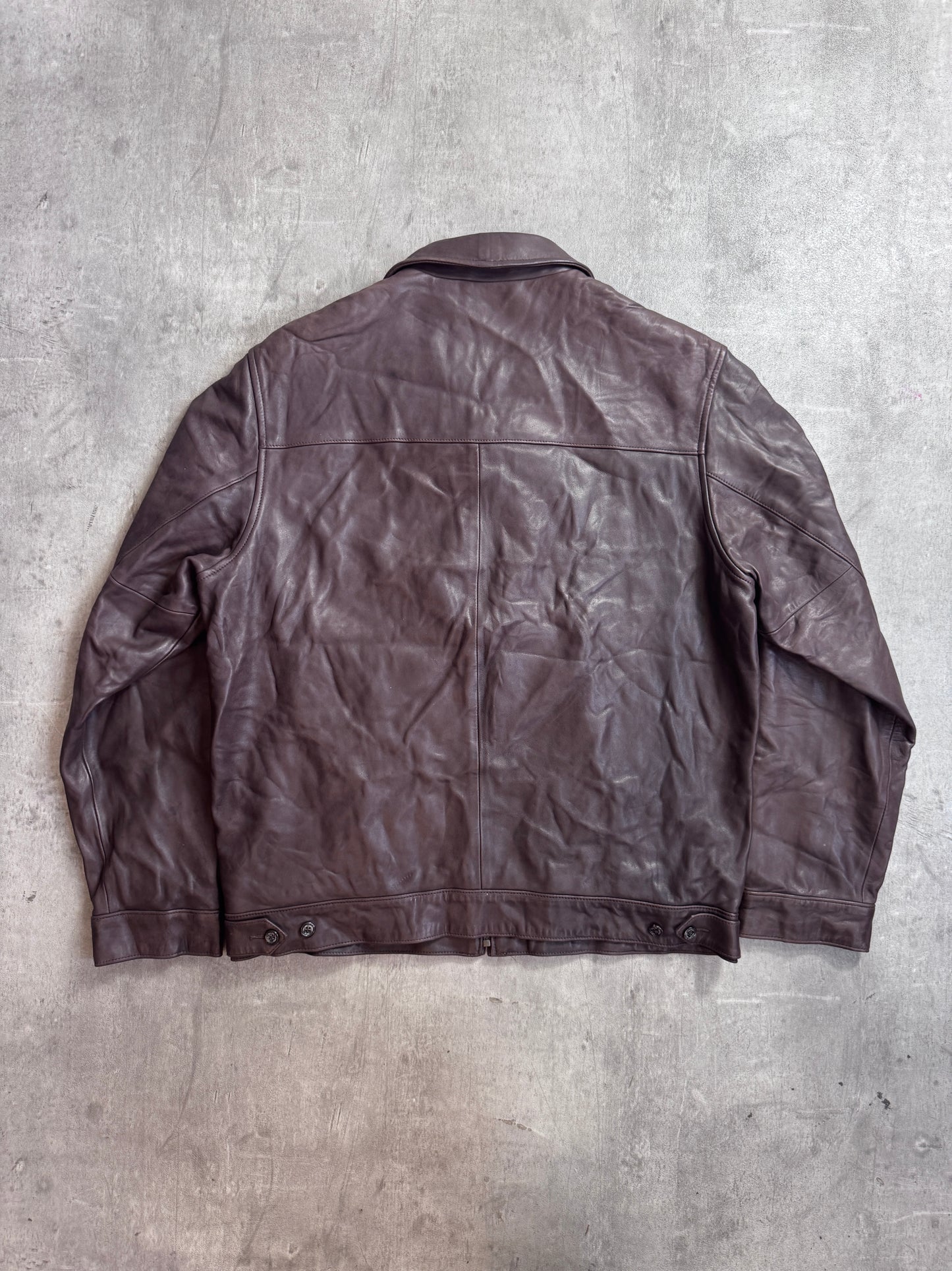 Polo Ralph Lauren Houndstooth Lined Brown Lambs Leather Harrington