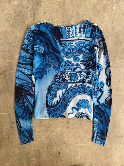 F/W 2005 Roberto Cavalli Chinoiserie Dragon Print LS Tee