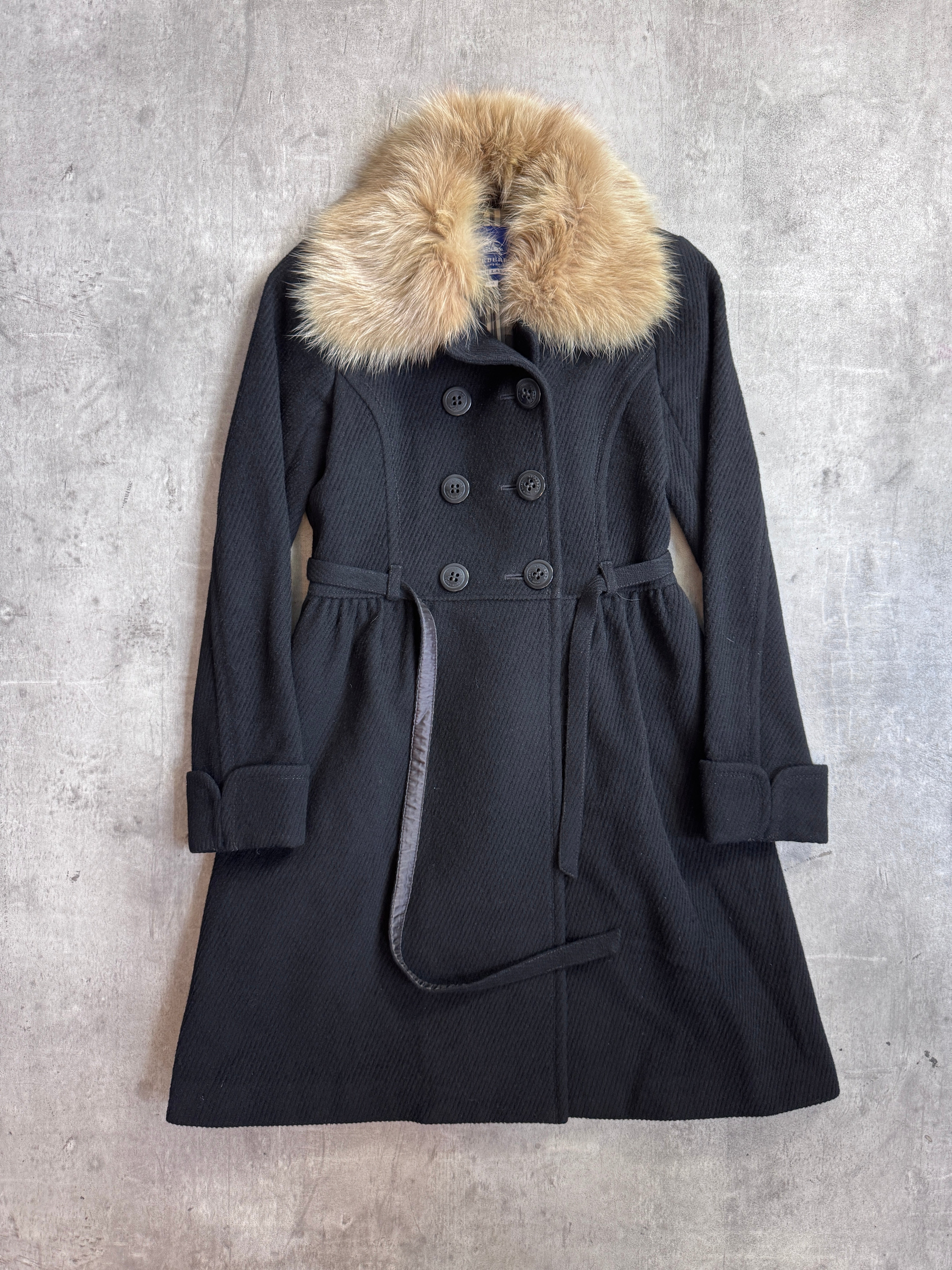 Burberry Blue Label Fur Detail Trench Coat – Vintage