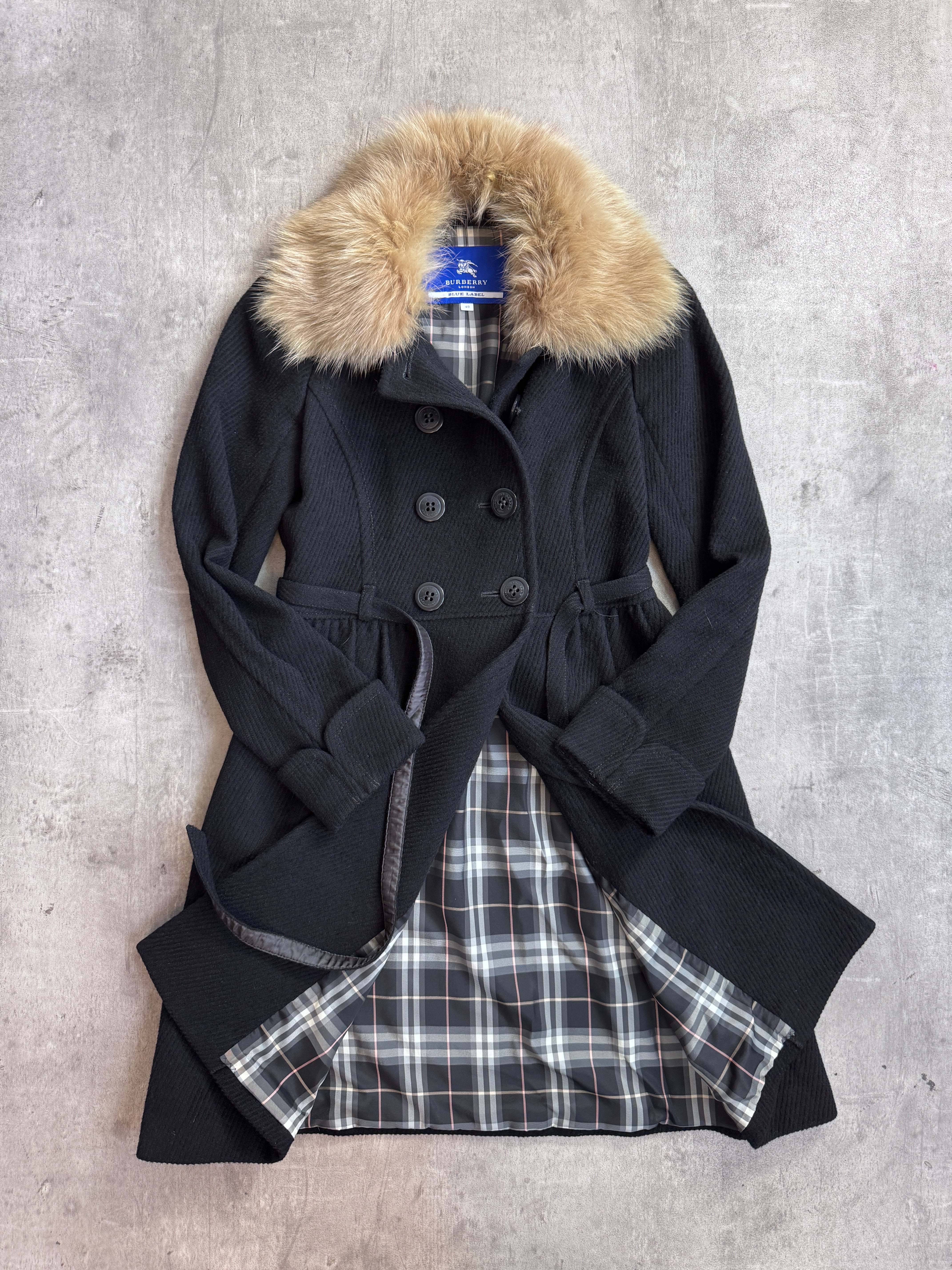 Burberry Blue Label Fur Detail Trench Coat – Vintage