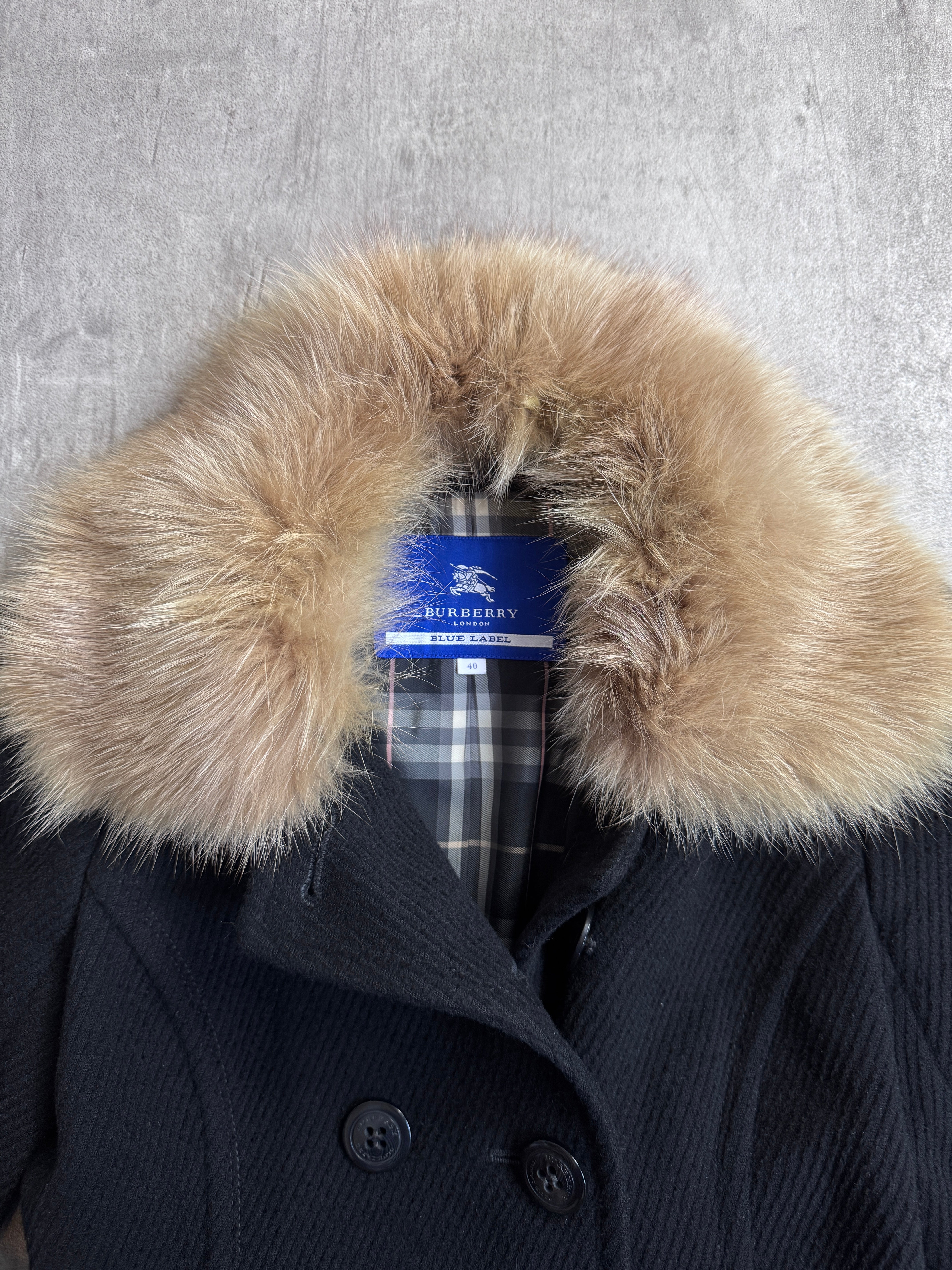 Burberry Blue Label Fur Detail Trench Coat – Vintage