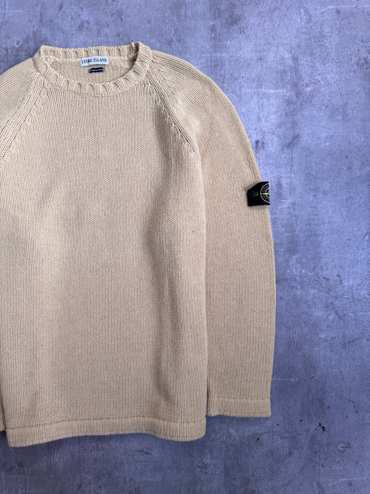 A/W Stone Island 1995 Pale Yellow Chunky Knit Crewneck