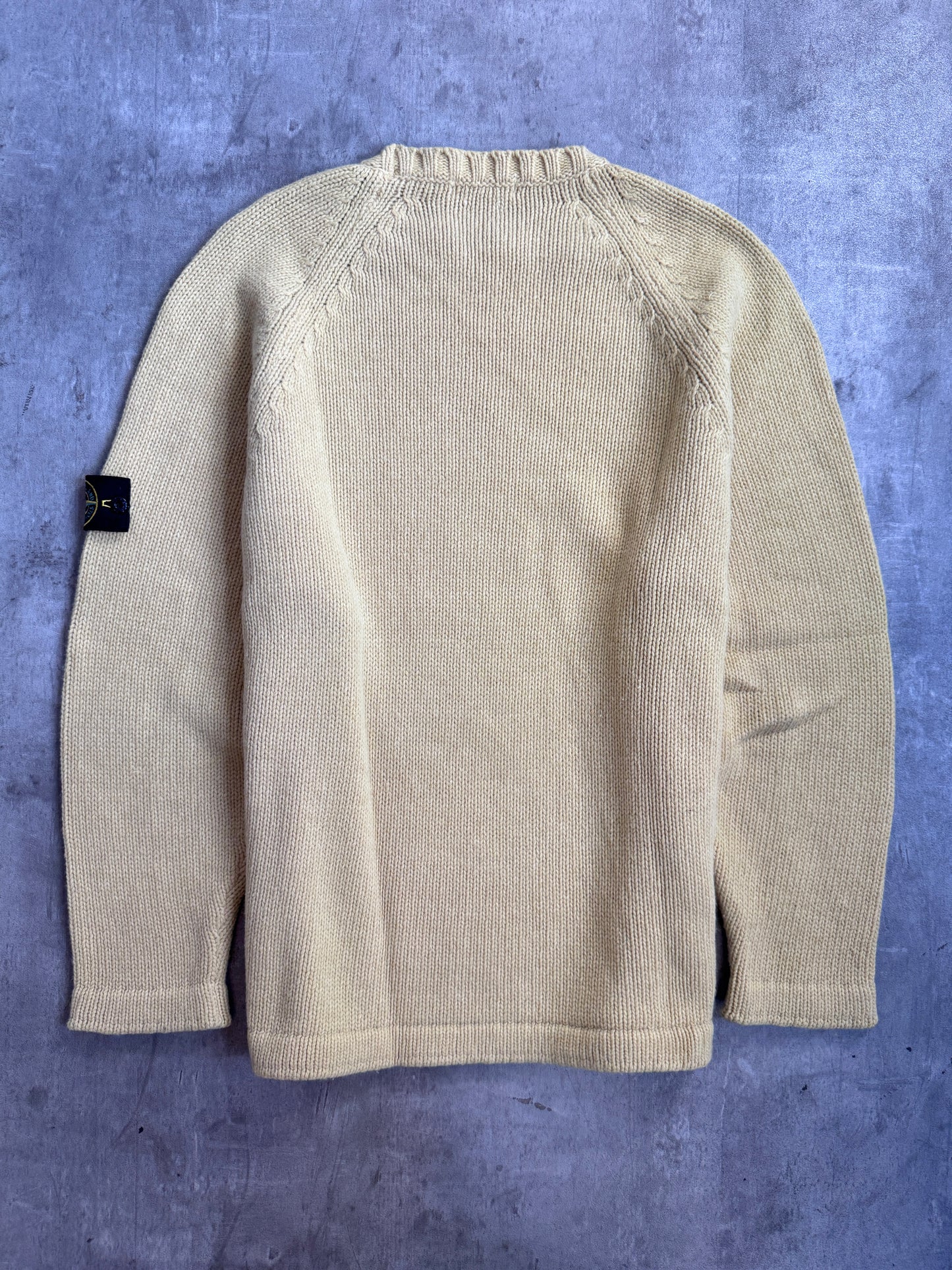 A/W Stone Island 1995 Pale Yellow Chunky Knit Crewneck