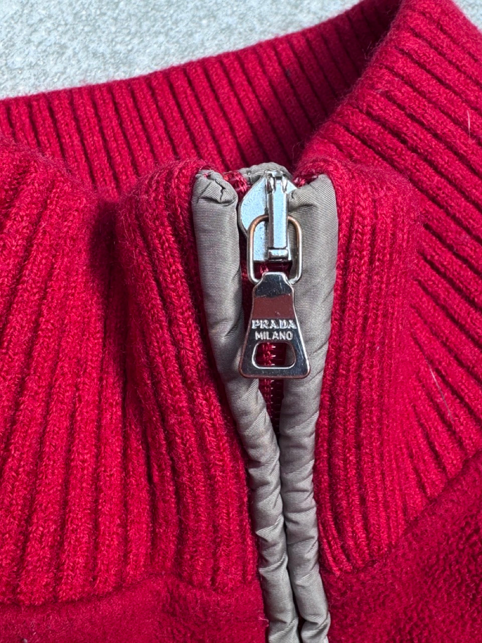 Prada Sport Red Quarter Zip Fleece
