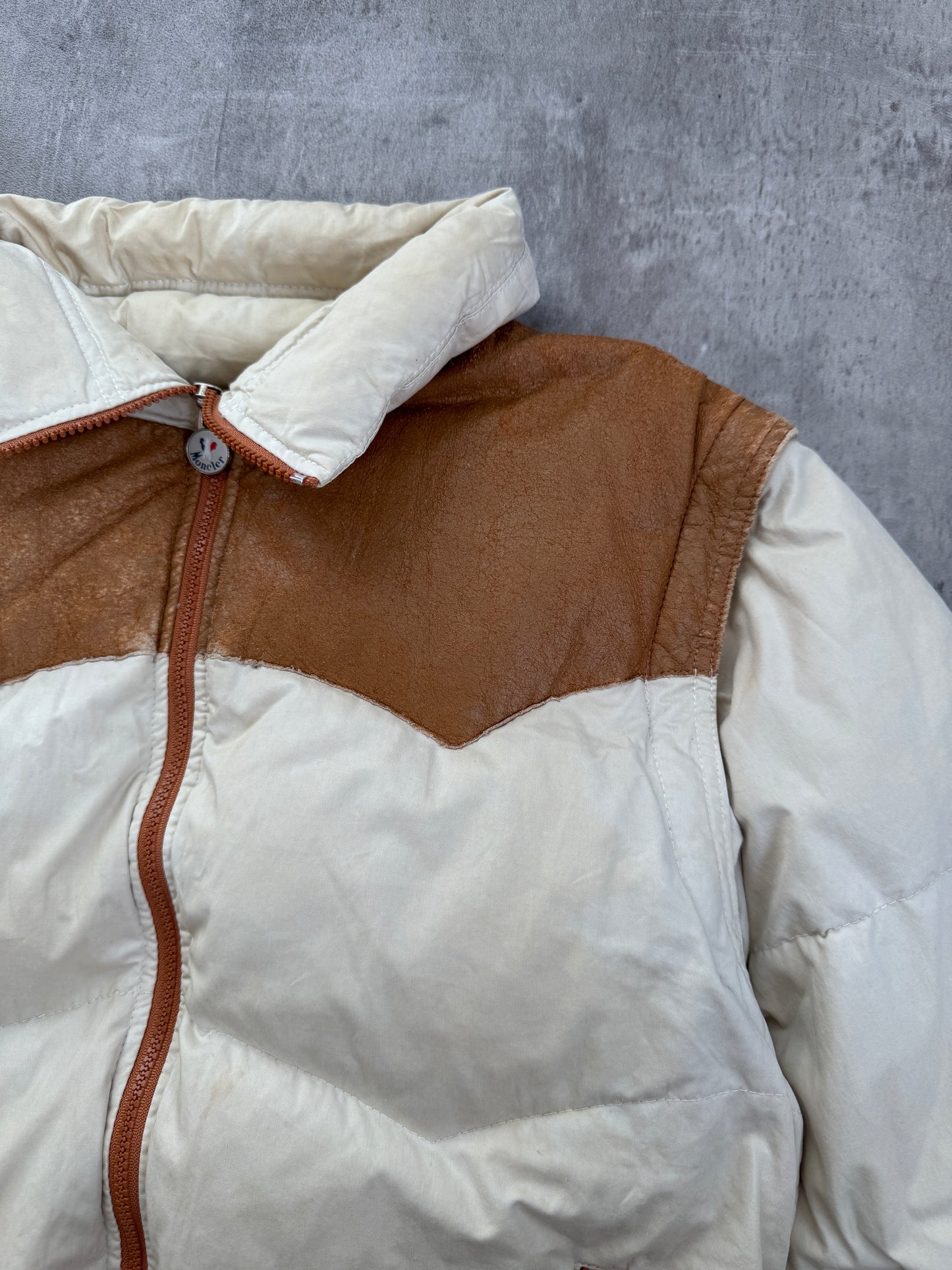 Moncler Ski Wear Leather Detail Puffer Jacket