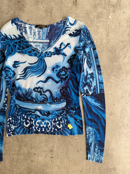 F/W 2005 Roberto Cavalli Chinoiserie Dragon Print LS Tee