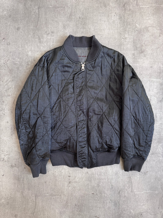 HAI Sporting Gear Fully Reversible Diamond Quilted Black Nylon Bomber