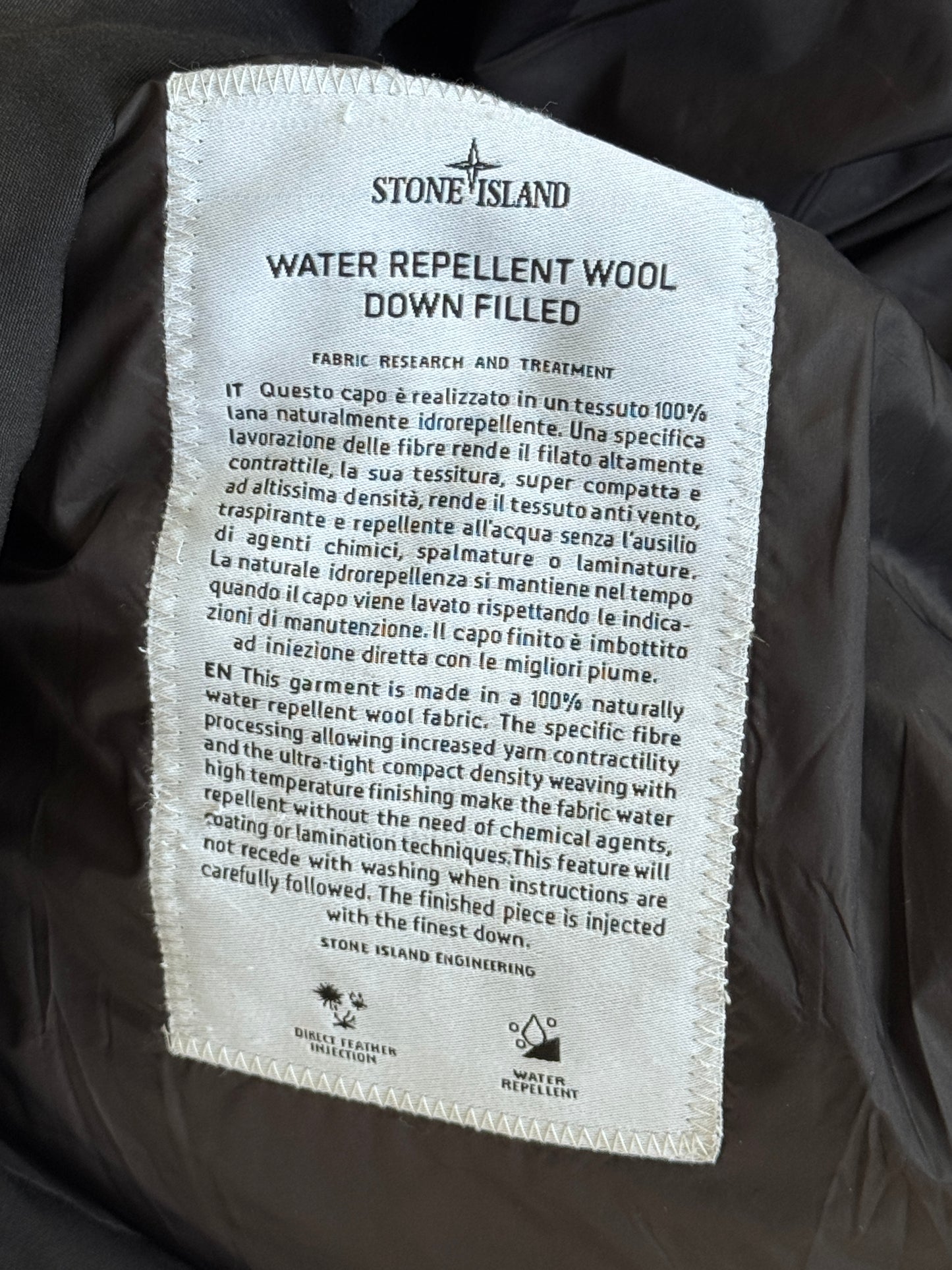 A/W 2015 Stone Island Black Wool Leather Detailed Down Feather Puffer (Sold As Seen)