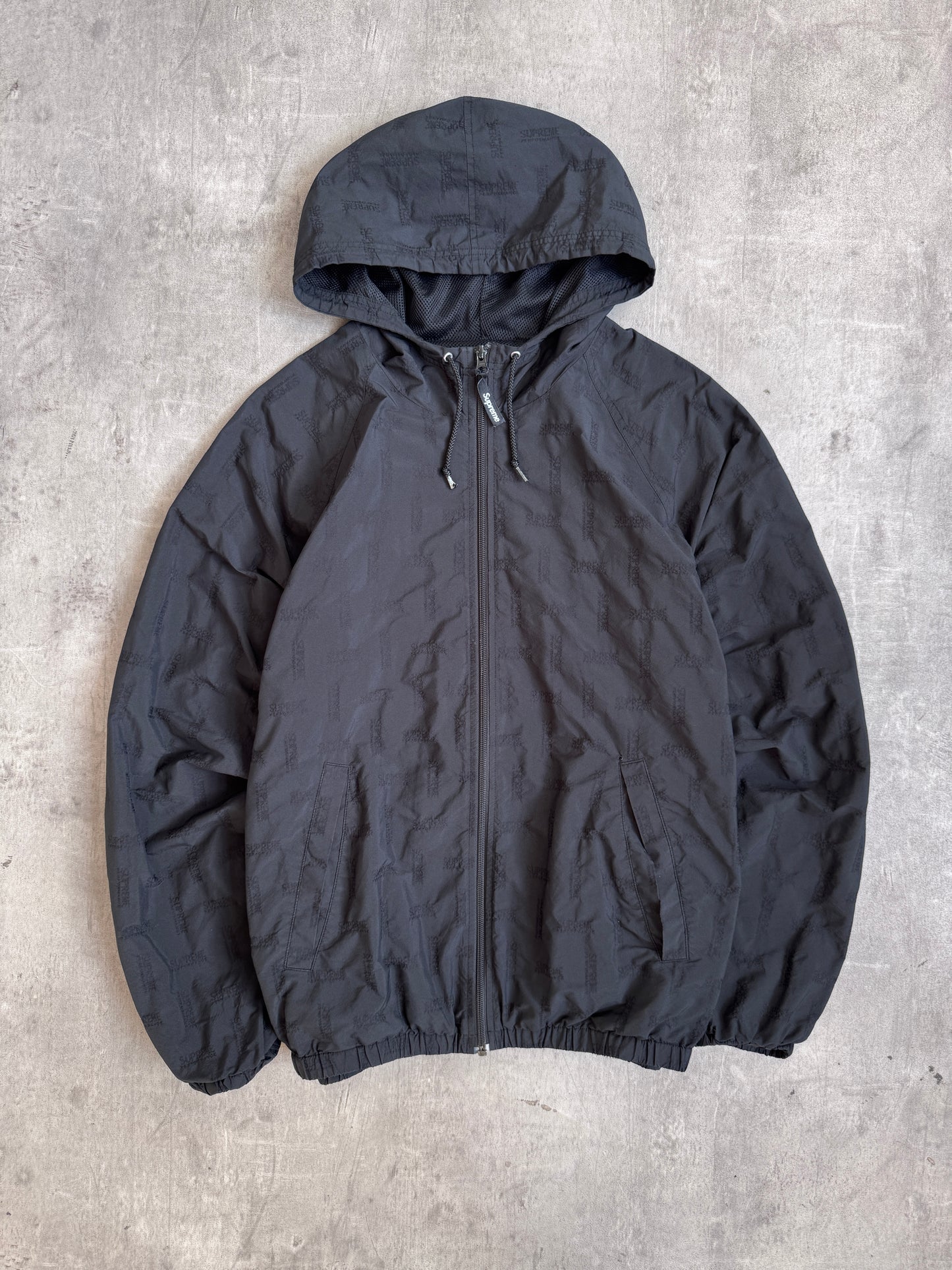 Supreme Black Jacquard Logo Embossed Lightweight Track Jacket