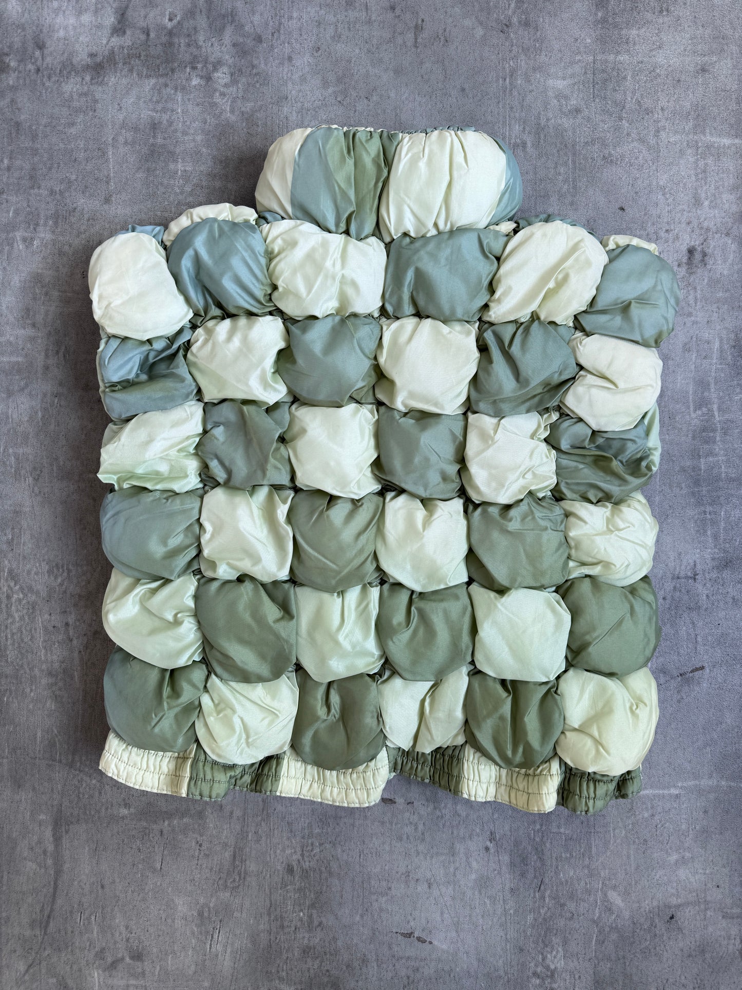 Henri Charles Colsenet Green Colourblock Patchwork Puffer Gilet