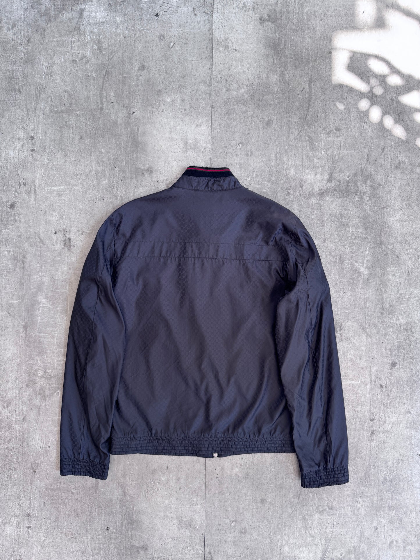 Gucci Signature Stripe Collar Monogram Nylon Bomber
