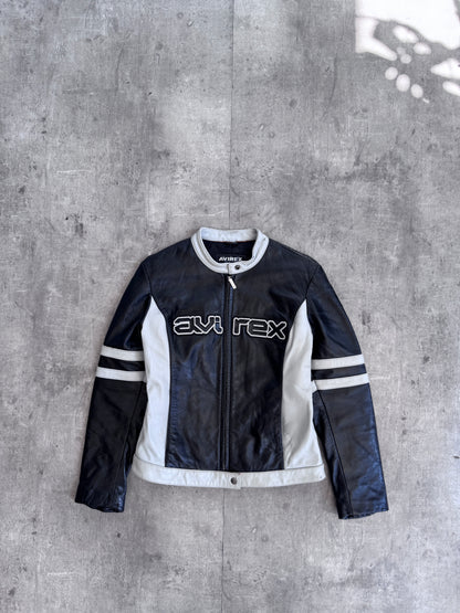 1990's Avirex Logo Embroidered Leather Moto Jacket