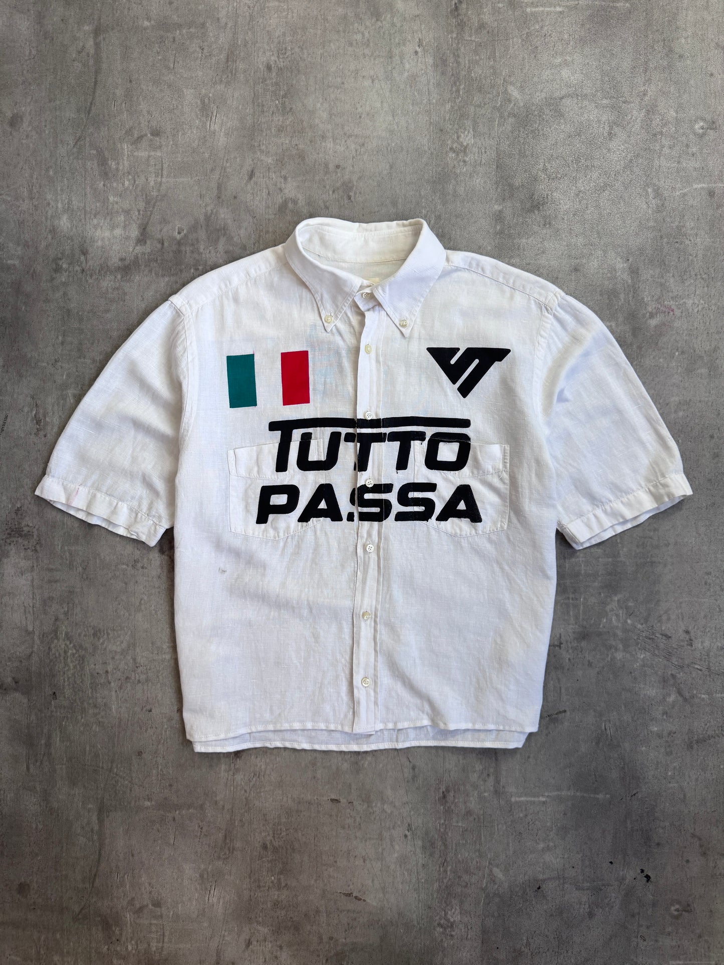 VT Rework: White Linen Tutto Passa Italy S/S Shirt
