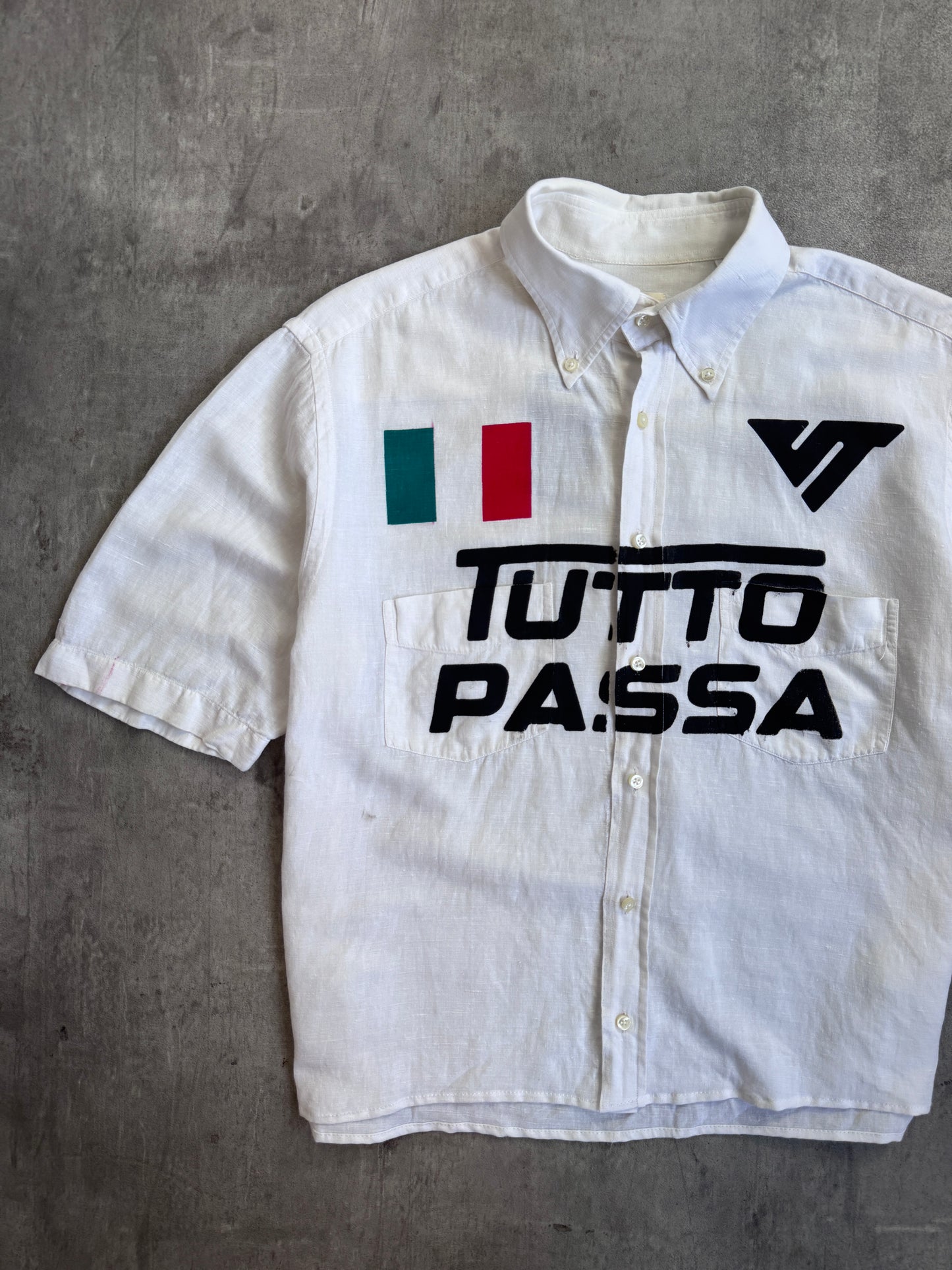 VT Rework: White Linen Tutto Passa Italy S/S Shirt