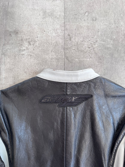 1990's Avirex Logo Embroidered Leather Moto Jacket