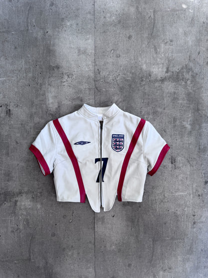 VT Rework: England x Umbro Panelled Short Sleeve Leather Jacket