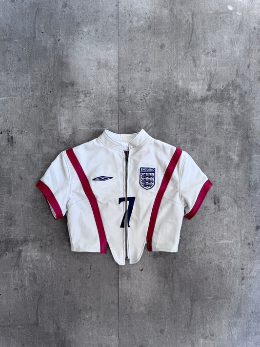 VT Rework: England x Umbro Panelled Short Sleeve Leather Jacket