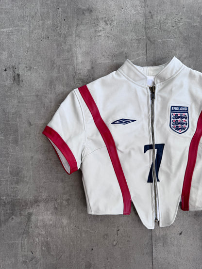 VT Rework: England x Umbro Panelled Short Sleeve Leather Jacket