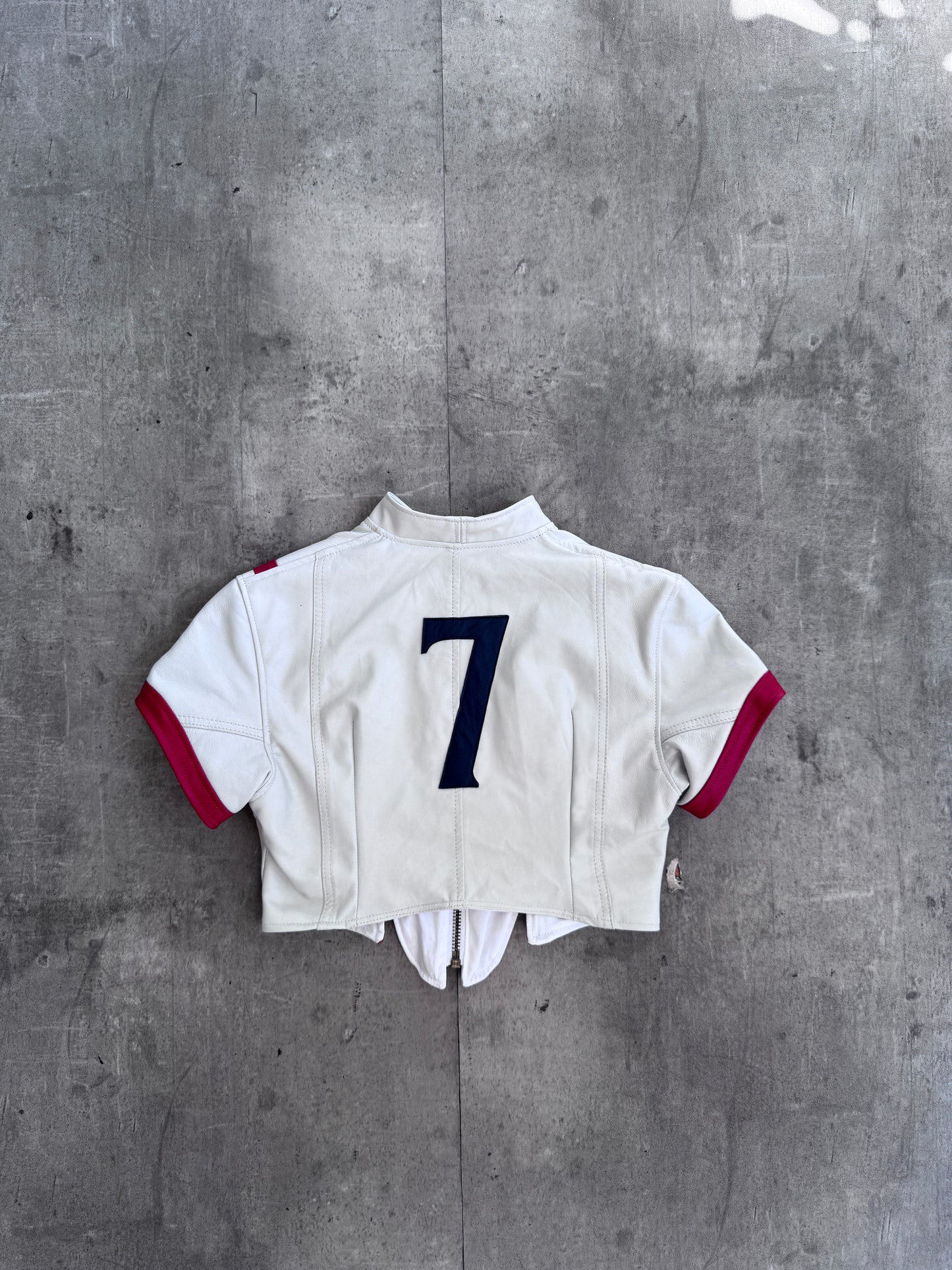 VT Rework: England x Umbro Panelled Short Sleeve Leather Jacket
