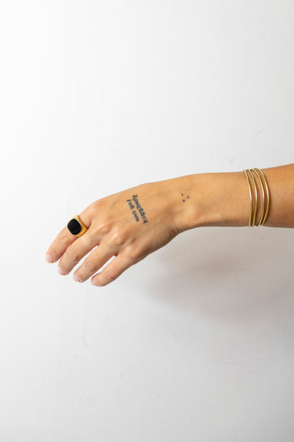 Gold Black Square Ring