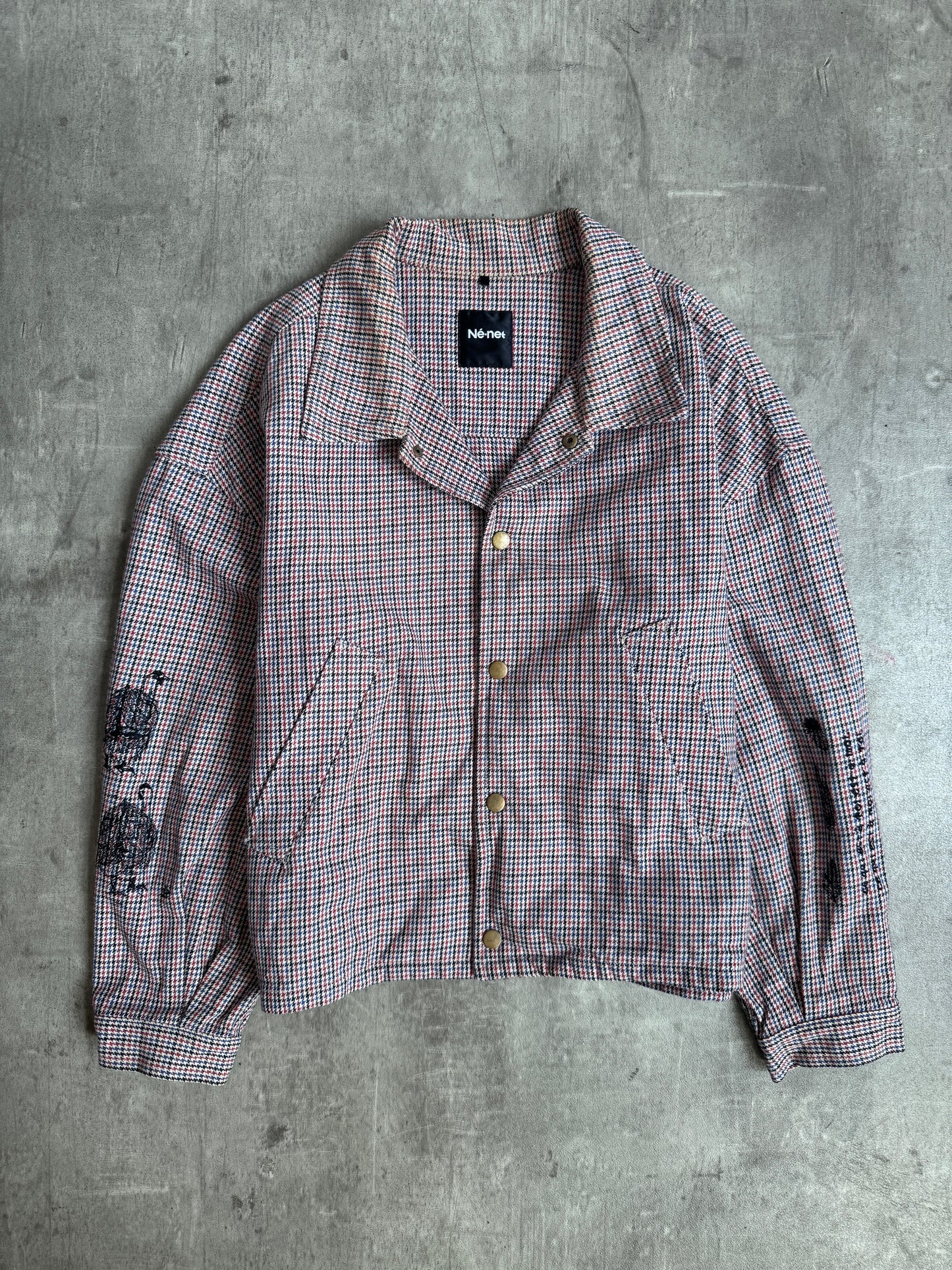 Ne-Net By Issey Miyake Houndstooth Bomber Jacket