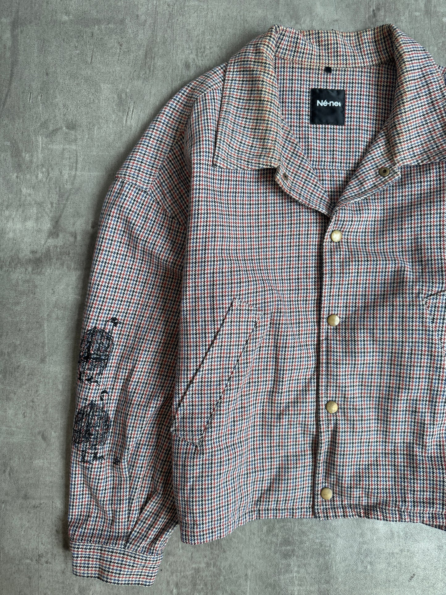 Ne-Net By Issey Miyake Houndstooth Bomber Jacket