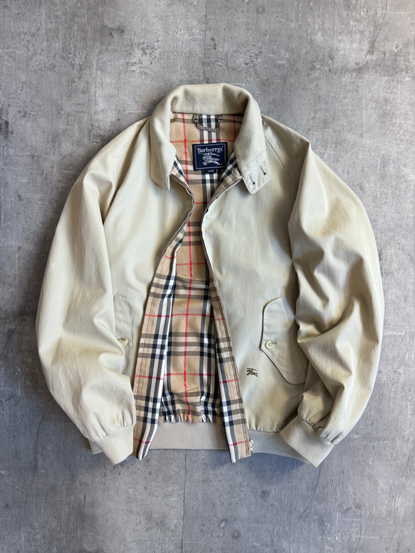 Burberry Nova Check Lined Beige Full Zip Harrington Jacket
