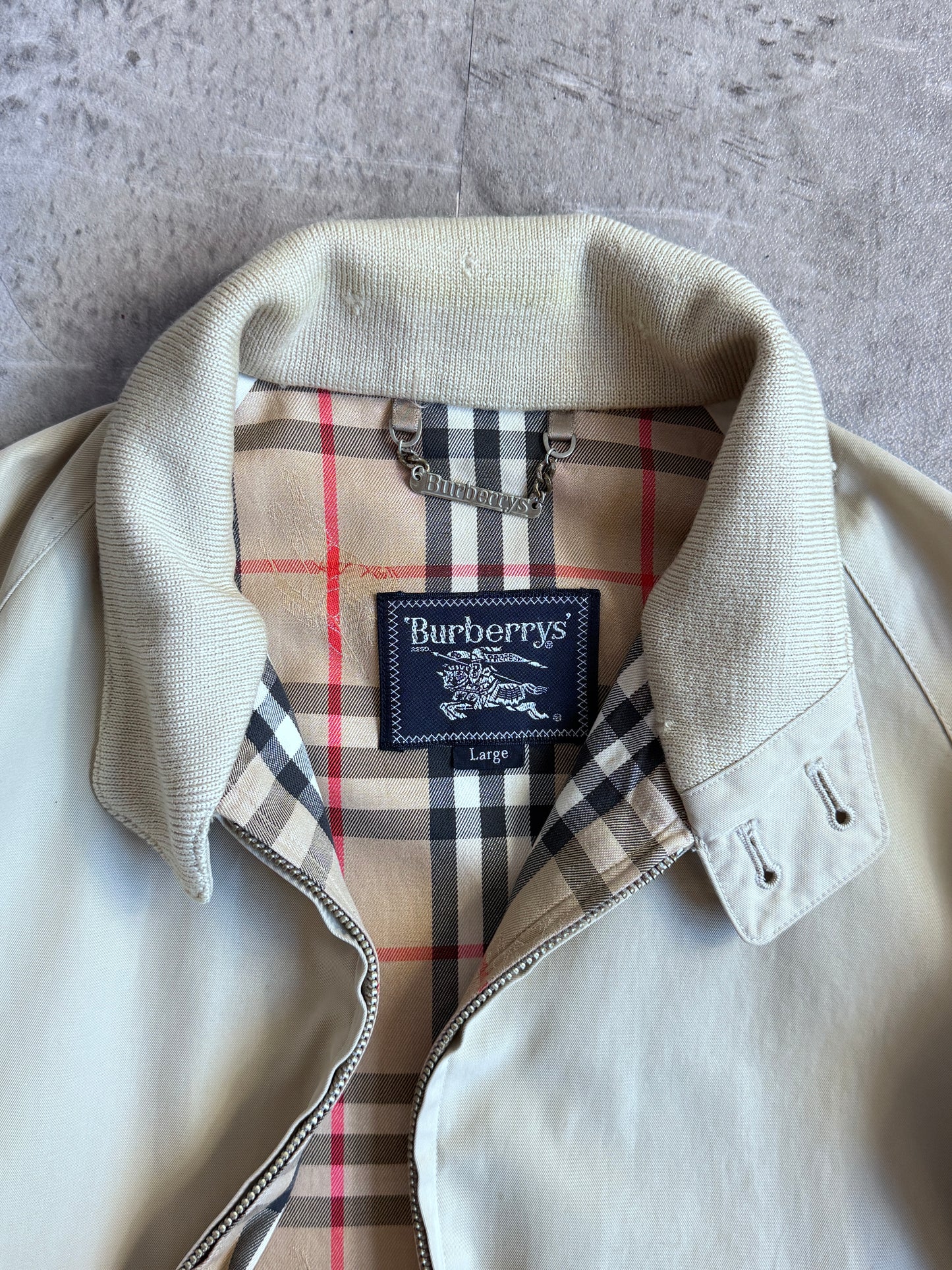Burberry Nova Check Lined Beige Full Zip Harrington Jacket