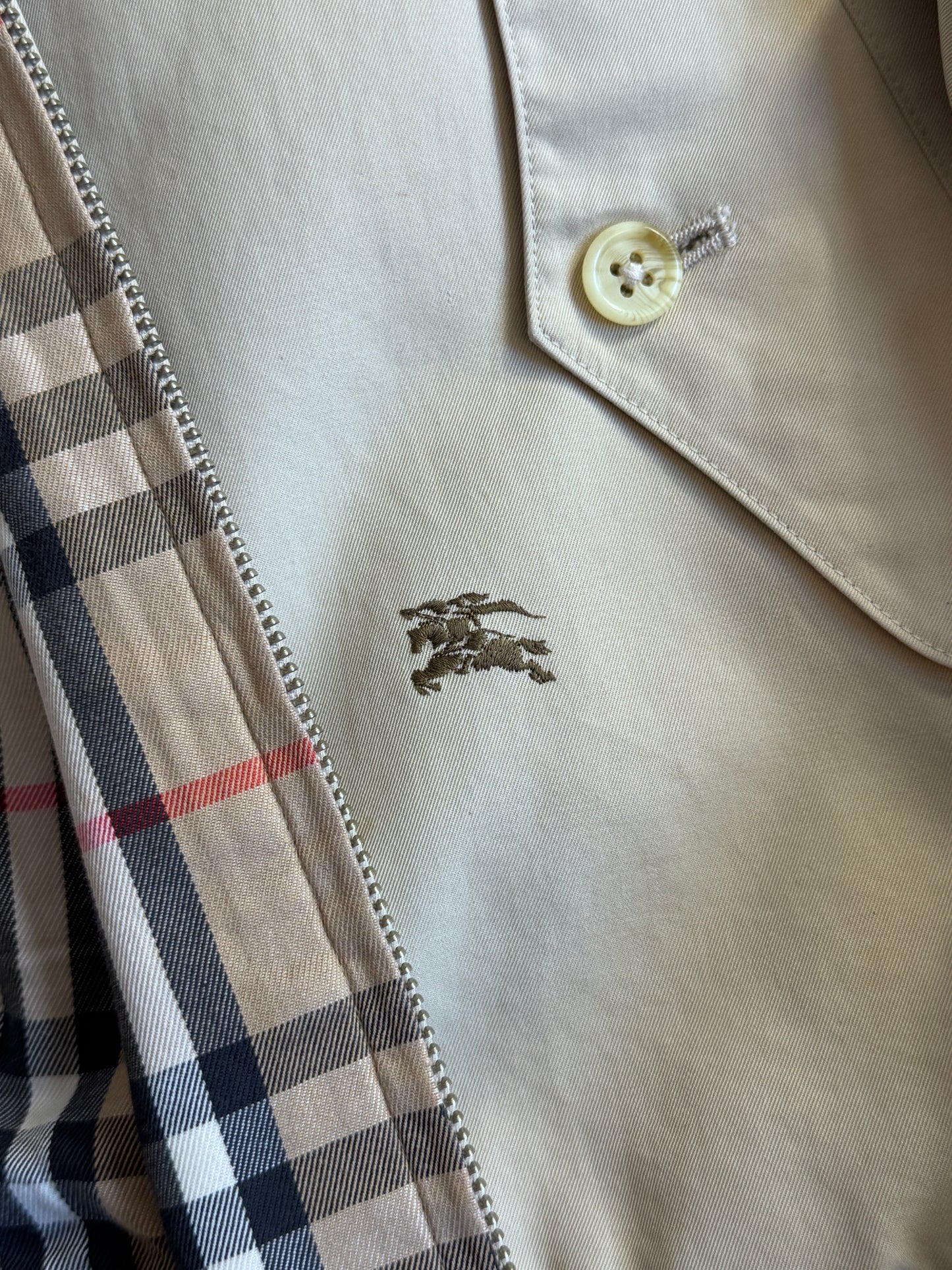 Burberry Nova Check Lined Beige Full Zip Harrington Jacket