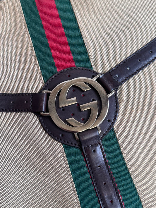 Gucci Reins Web Canvas Shoulder Bag (114879)