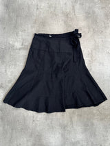 CDG Black Linen Black Midi Skirt