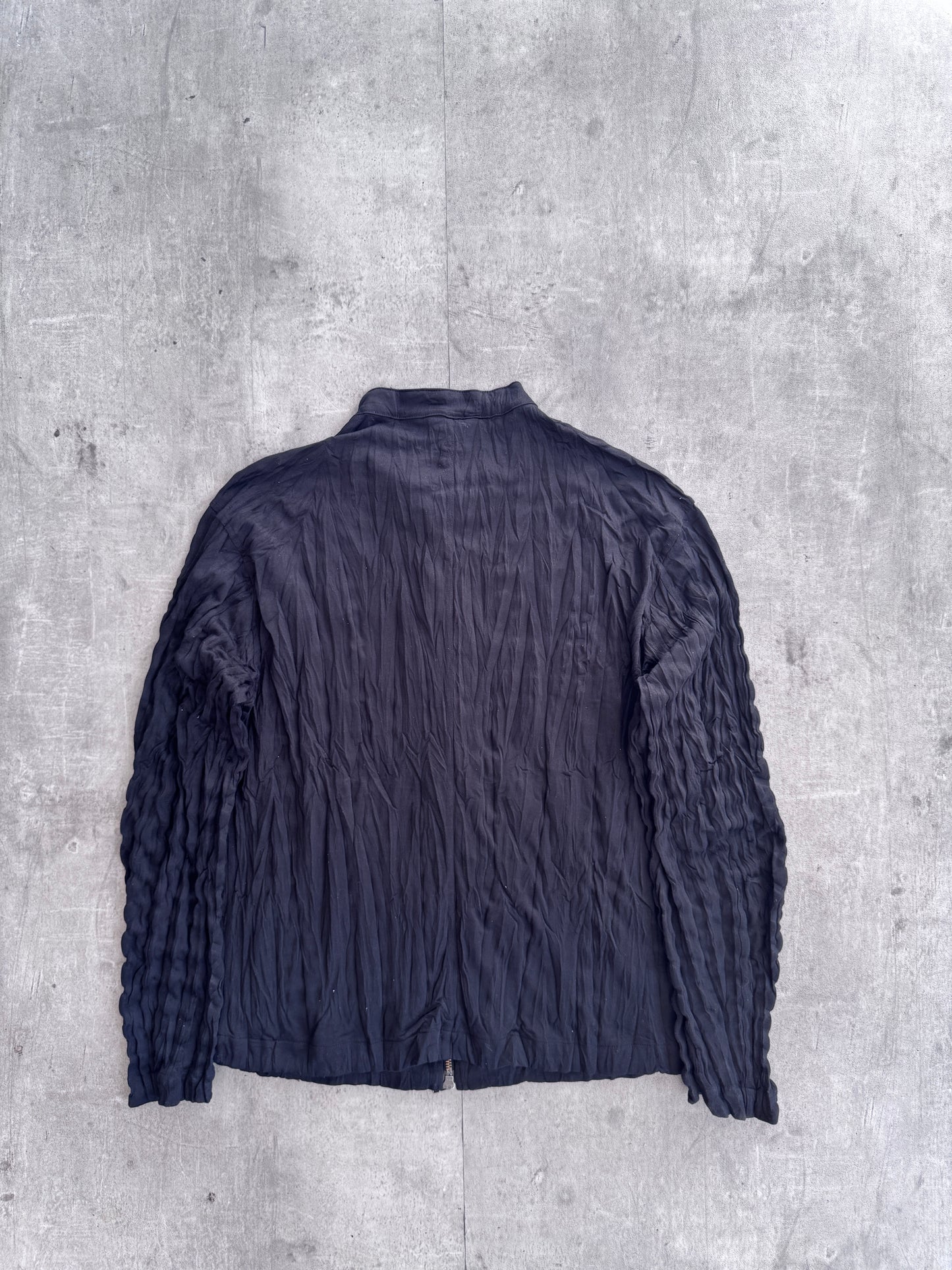 Issey Miyake Mens Pleats Please Ruched Collarless Jacket