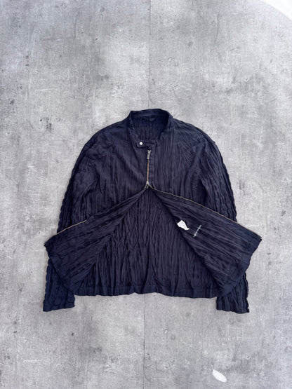 Issey Miyake Mens Pleats Please Ruched Collarless Jacket