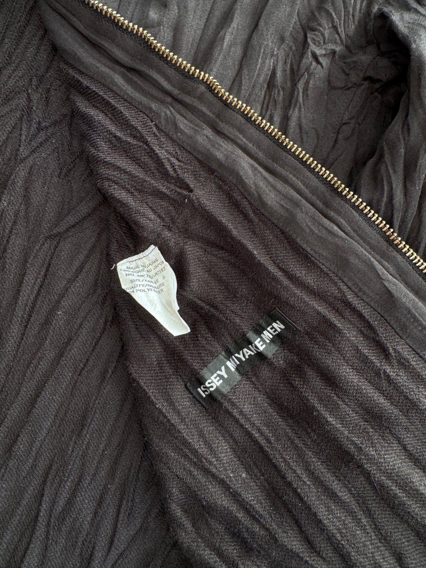 Issey Miyake Mens Pleats Please Ruched Collarless Jacket