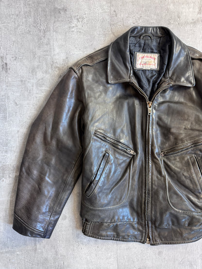 90's Chevignon Brown Cowhide Leather Motorcycle Jacket
