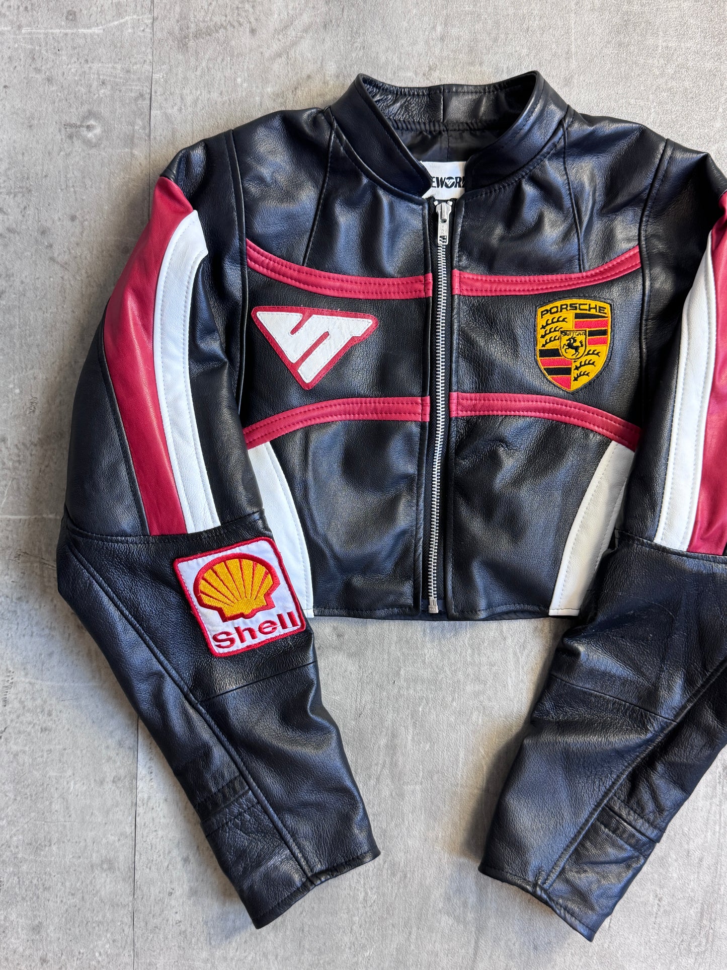 VT Rework : Porsche Cropped Rework Leather Jacket