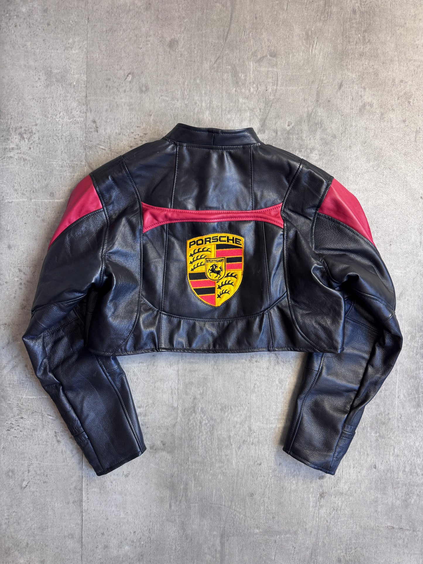 VT Rework : Porsche Cropped Rework Leather Jacket