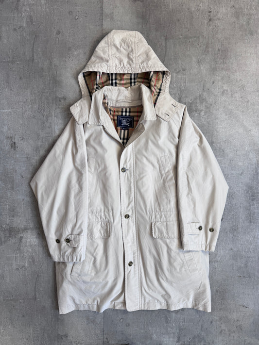 Burberry Nova Check Down Lined Hooded Trench Jacket