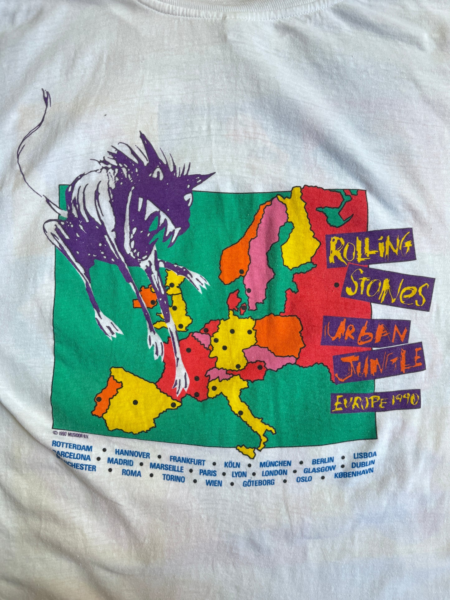1990 Rolling Stones Urban Jungle Europe Single Stitch Tour Tee