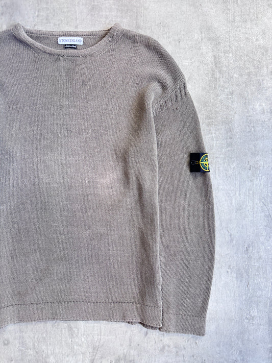 S/S 1997 Stone Island Washed Olive Cotton Knit Sweater