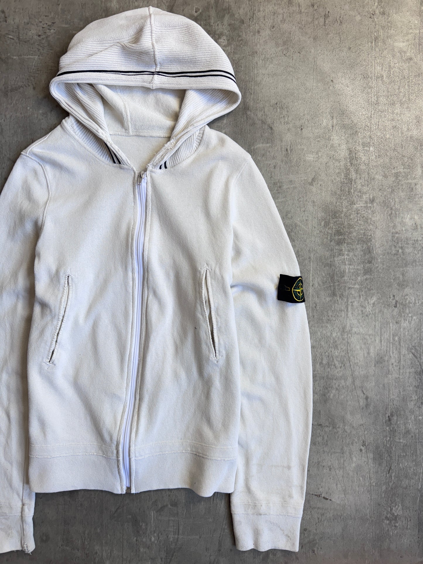 S/S 2007 Stone Island Cream Hooded Cotton Knit Sweater