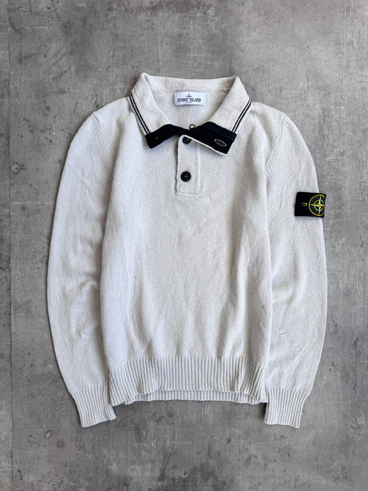 A/W 2007 Stone Island Beige 1/4 Button Knit Sweater