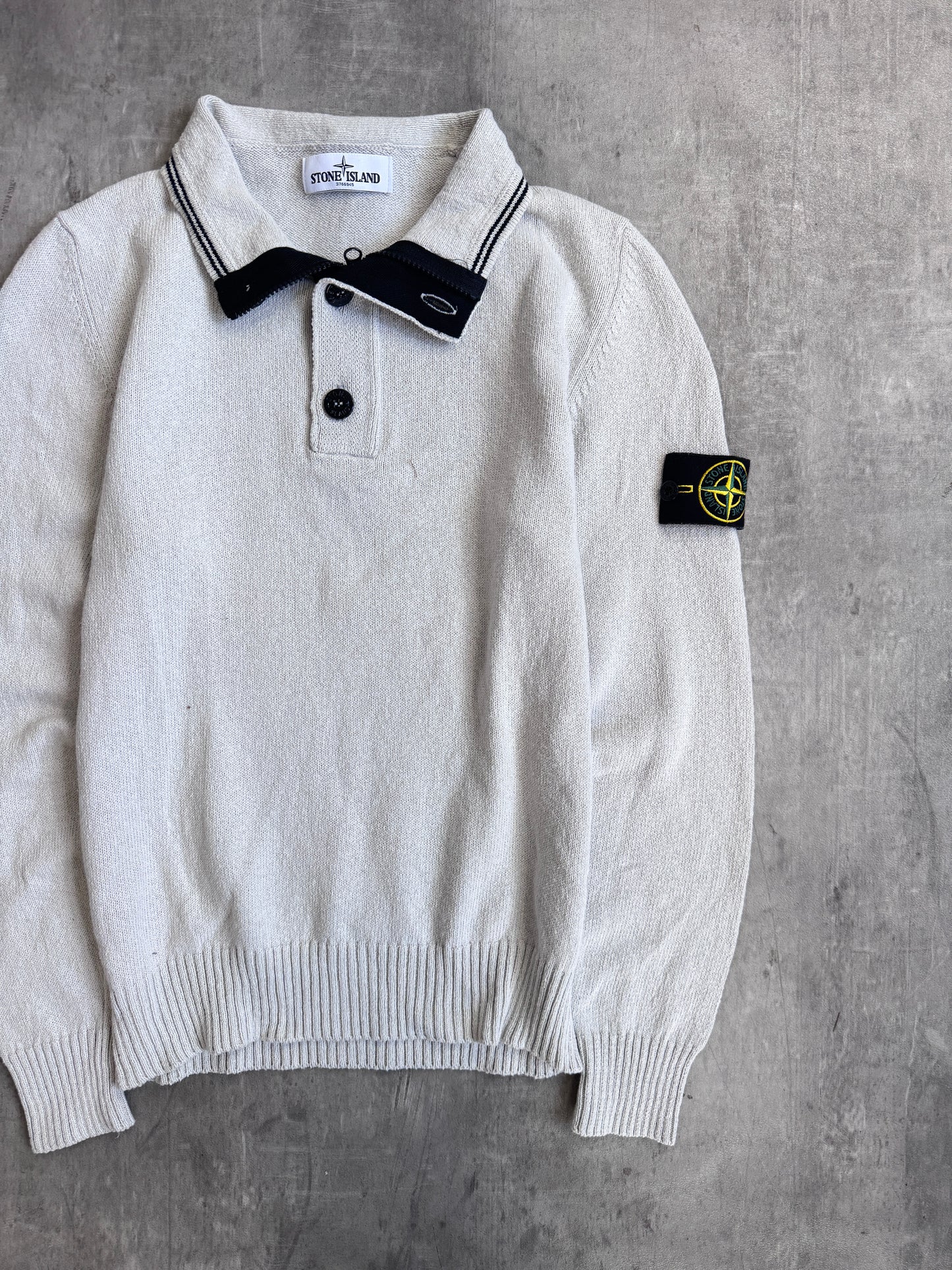 A/W 2007 Stone Island Beige 1/4 Button Knit Sweater