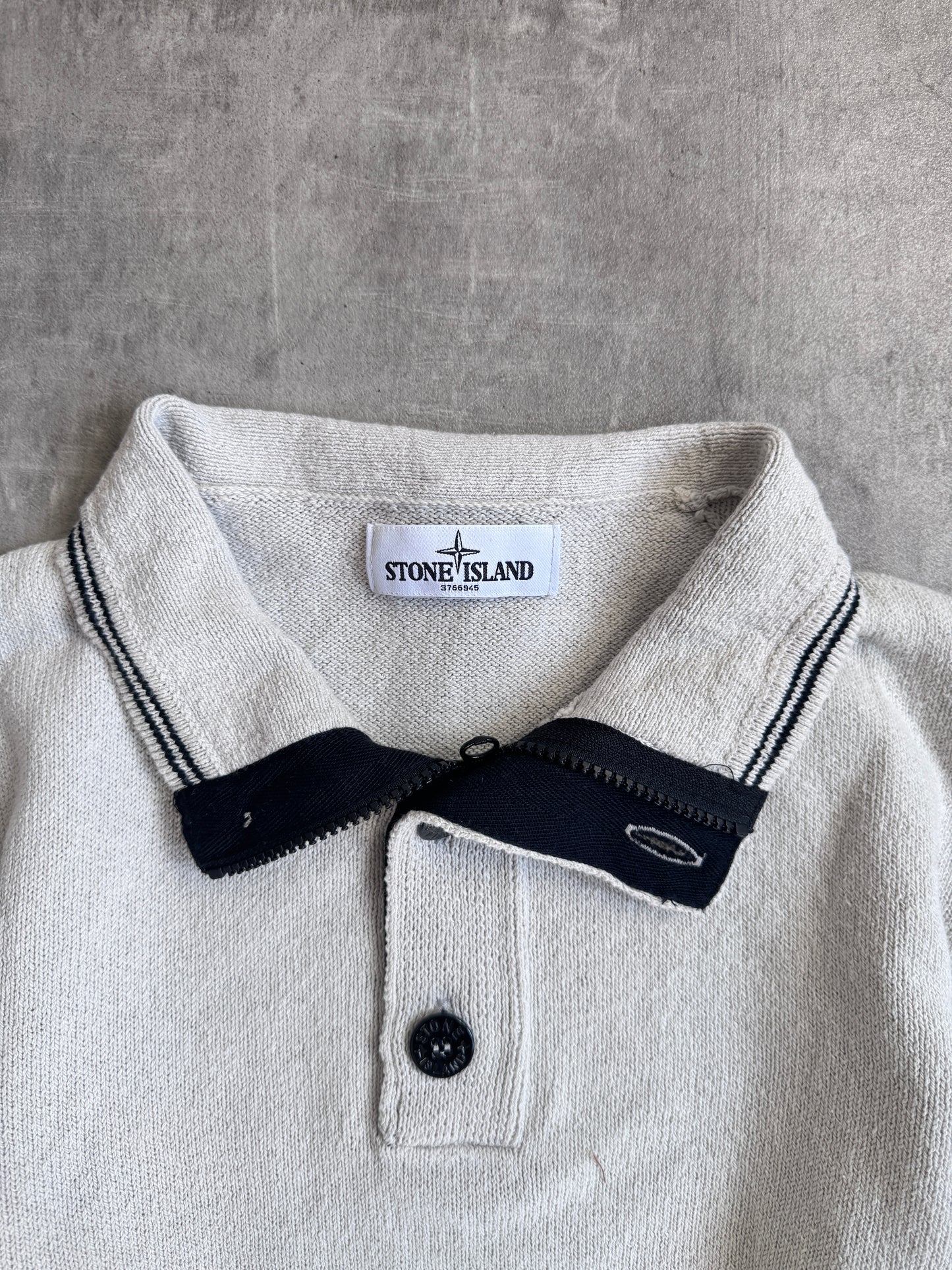 A/W 2007 Stone Island Beige 1/4 Button Knit Sweater