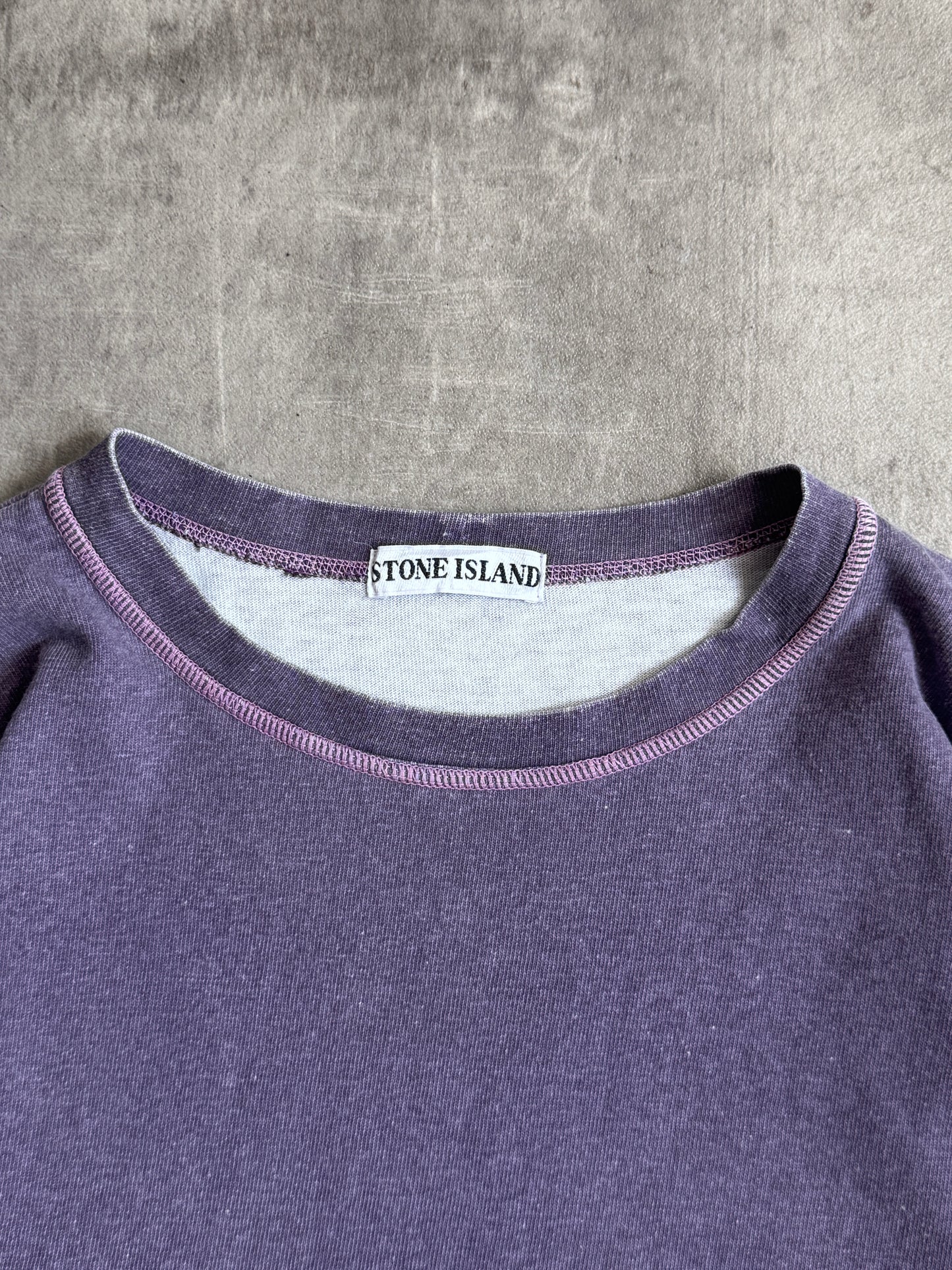 1980s Stone Island Marina Japan Release Washed Purple Logo Tee