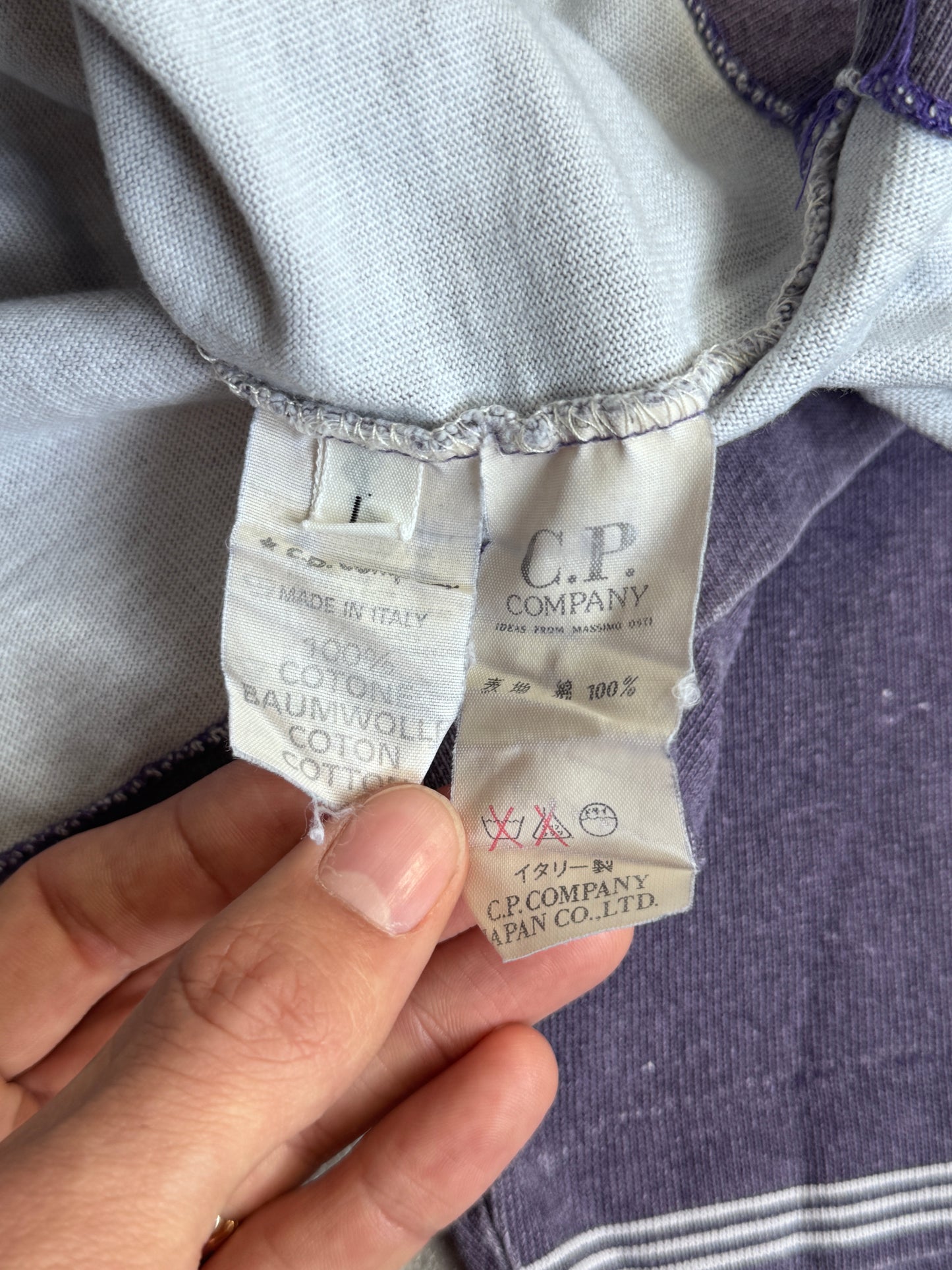 1980s Stone Island Marina Japan Release Washed Purple Logo Tee
